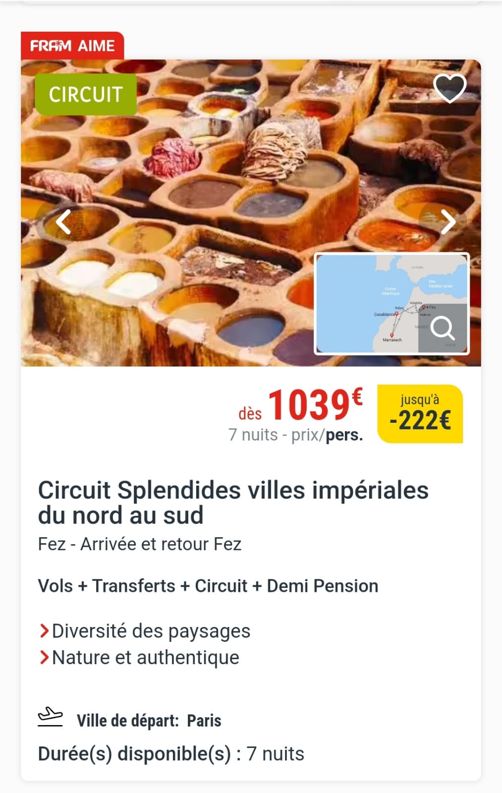 CIRCUIT SPLENDIDE DE FEZ   A  FEZ 